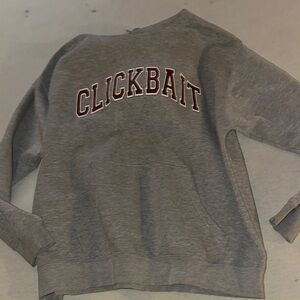 Mens Size 2XL Gray Pullover Clickbait Hoodie.